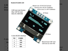 0.96'' I2C OLED Display Module 128x64 Rozdzielczość SSD1306 Interfejs