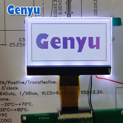 2.42 cali 128x64 ekran LCD odblaskowy białe podświetlenie 24PIN FPC